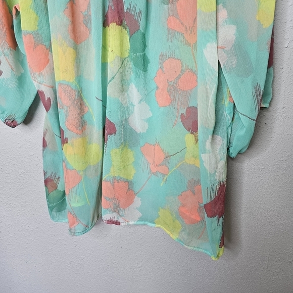 Lane Bryant Sheer Blouse Womens 22/24 Plus Size Chiffon Floral Tunic Top - Picture 3 of 11